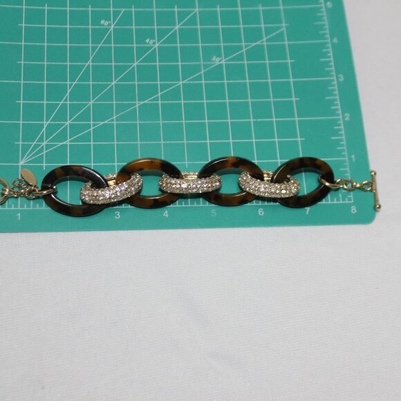 NWT Ann Taylor Faux Tortoise and Rhinestone Chain Link Necklace and Bracelet Set - Picture 13 of 16